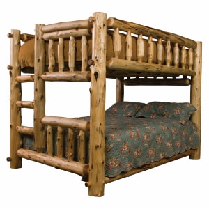 Fireside Traditional Cedar Bunk Bed - Queen over Queen- Rustic Bunk Bed