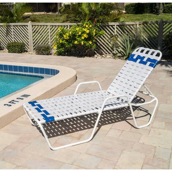 Vinyl Basket Weave Chaise Lounge - 14 in Height with Arm Rests