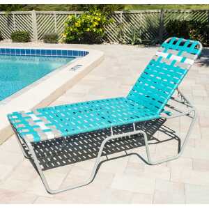Vinyl Basket Weave Chaise Lounge - 20 in Height