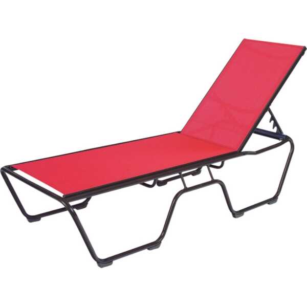 Windward Design Group Country Club Sling Aluminum Chaise Lounge in Nylon Skids