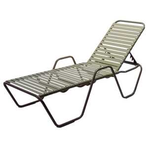 Windward Design Group Country Club Strap Chaise Lounge with Arms - 14 Inch Height