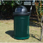 Commercial 36 Gallon Diamond Steel Trash Can With Plastic Dome Lid, Liner & Base - Image 2
