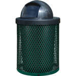 Commercial 36 Gallon Diamond Steel Trash Can With Plastic Dome Lid, Liner & Base - Image 1