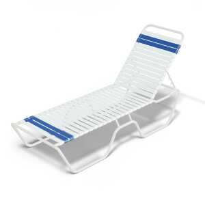 Quick Ship Commercial Vinyl Strap Pool Chaise Lounge - 14 in Height