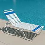 Quick Ship Commercial Vinyl Strap Pool Chaise Lounge - 14 in Height - Image 2