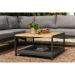 Capri Commercial Coffee Table - Aluminum with Teak Top - Image 3