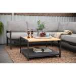 Capri Commercial Coffee Table - Aluminum with Teak Top - Image 4