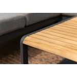 Capri Commercial Coffee Table - Aluminum with Teak Top - Image 2