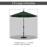 Commercial Outdoor Market Umbrella with Hardwood Pole - 9ft , Green - Image 5