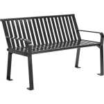 Courtyard Commercial Slatted Steel Bench With Back - 4ft - Image 1