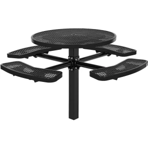 Single Pedestal Circular 46" Picnic Table - Expanded Metal