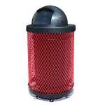 Commercial 36 Gallon Diamond Steel Trash Can With Plastic Dome Lid, Liner & Base - Image 3