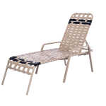 Basket Weave Vinyl Pool Chaise Lounge - 14 in Height with Flat Arm Rests - Image 1