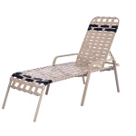 Basket Weave Vinyl Pool Chaise Lounge - 14 in Height with Flat Arm Rests - Image 1