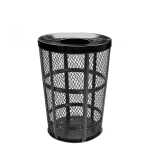 Outdoor Steel Mesh Corrosion Resistant Trash Can, 48 Gallon With Flat Top Lid - Image 1