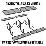 Commercial 8 ft Portable Rectangular Picnic Table - 8ft - Image 2