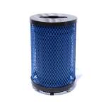 Commercial Recycle 36 Gallon Diamond Steel Trash Can With Flat Top Lid, Liner & Base - Image 1