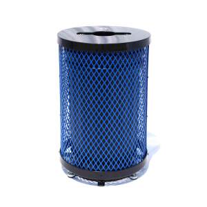 Commercial Recycle 36 Gallon Diamond Steel Trash Can With Flat Top Lid, Liner & Base