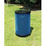 Commercial Recycle 36 Gallon Diamond Steel Trash Can With Flat Top Lid, Liner & Base - Image 2